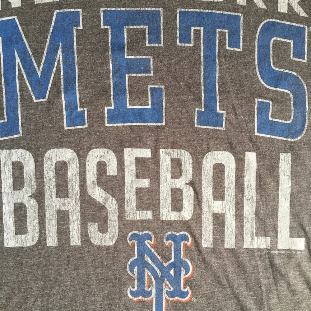 Mens NY Mets XL T shirt Grey Baseball Tops